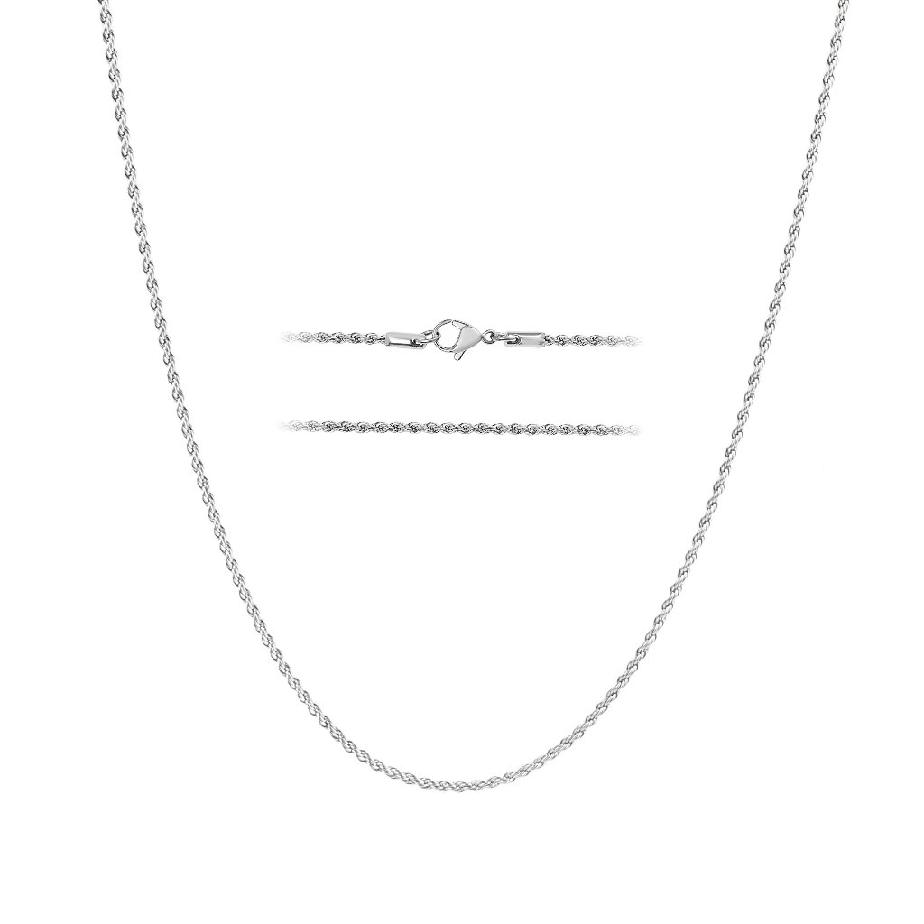 Dainty Rope Chain Necklace Minimal Classic Elegant Stainless Steel Lobster Clasp